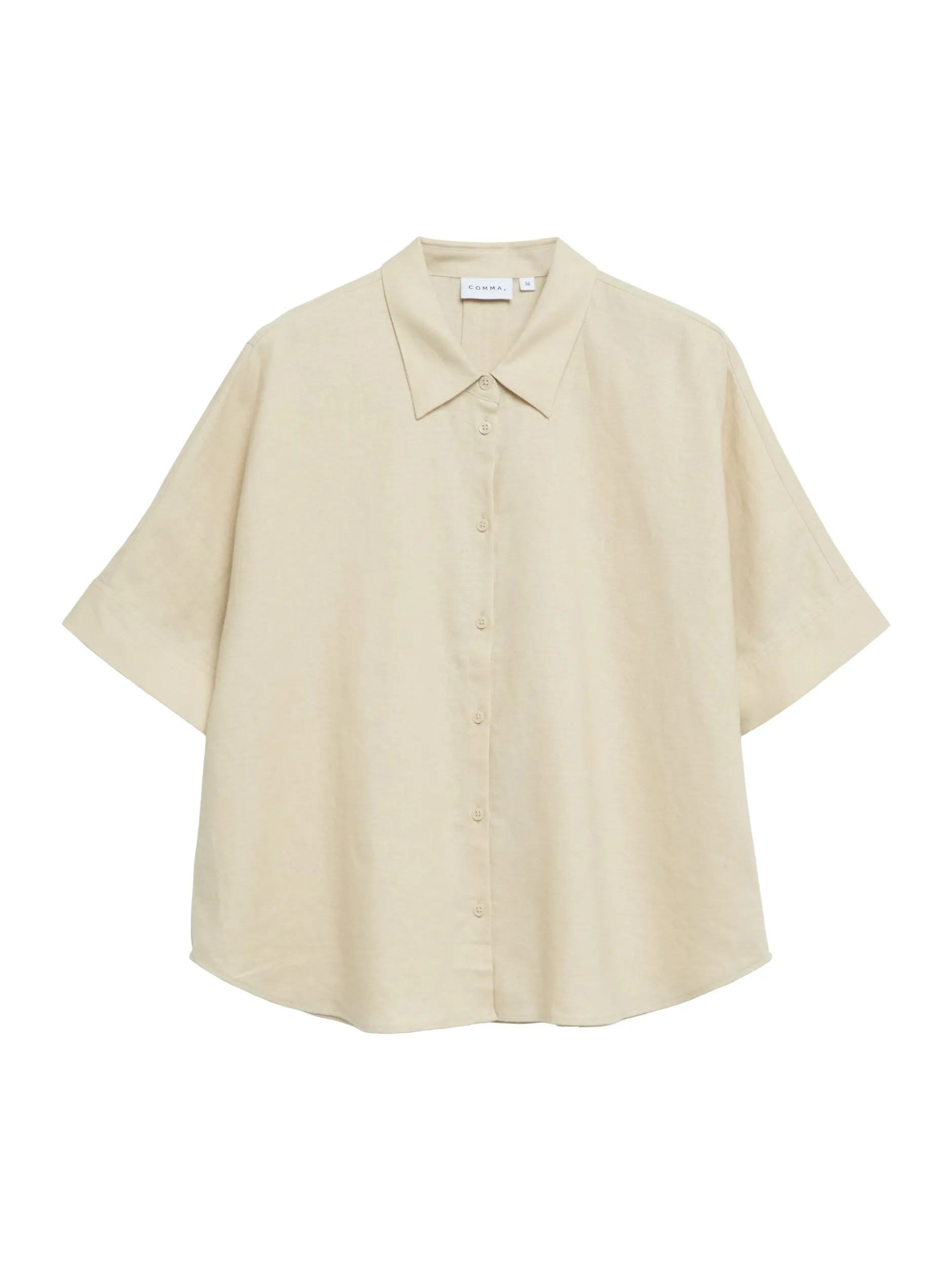 comma Damen Hemdbluse in beige - Ärmel: kurzarm