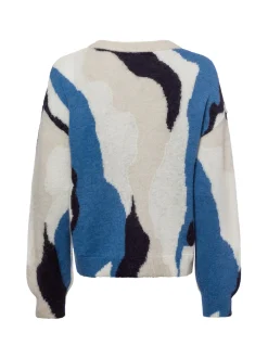 comma Damen Pullover mit Alpaka-Anteil in beige blau