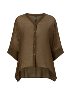 comma Damen Sommerbluse in khaki - Ärmel: Halbarm
