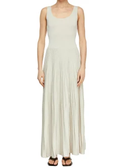 comma Damen Strickkleid in beige silber - Länge: lang