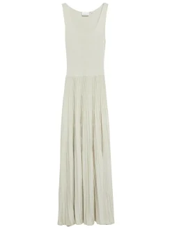 comma Damen Strickkleid in beige silber - Länge: lang