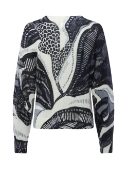 comma Damen Strickpullover in marine ecru