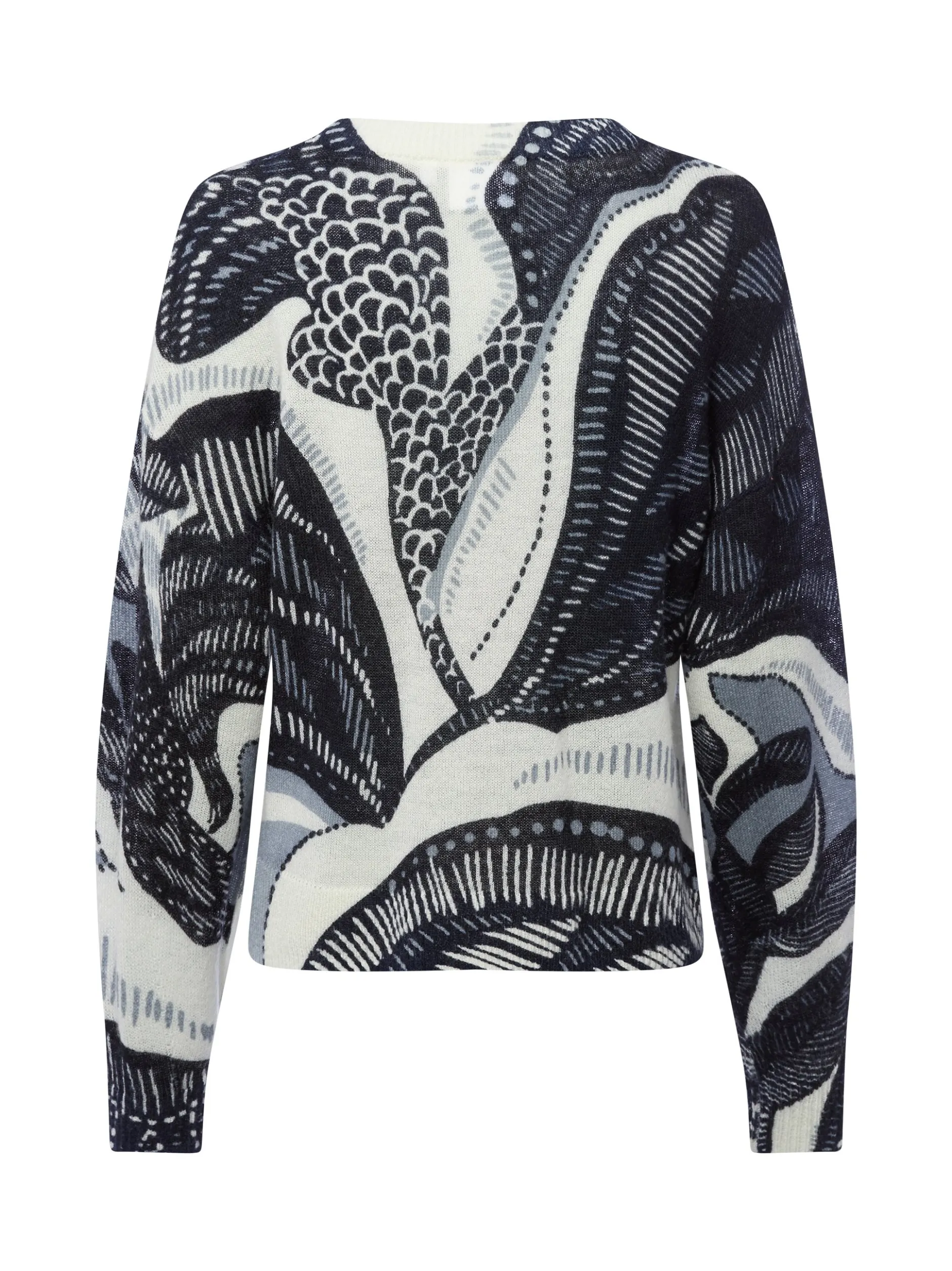 comma Damen Strickpullover in marine ecru