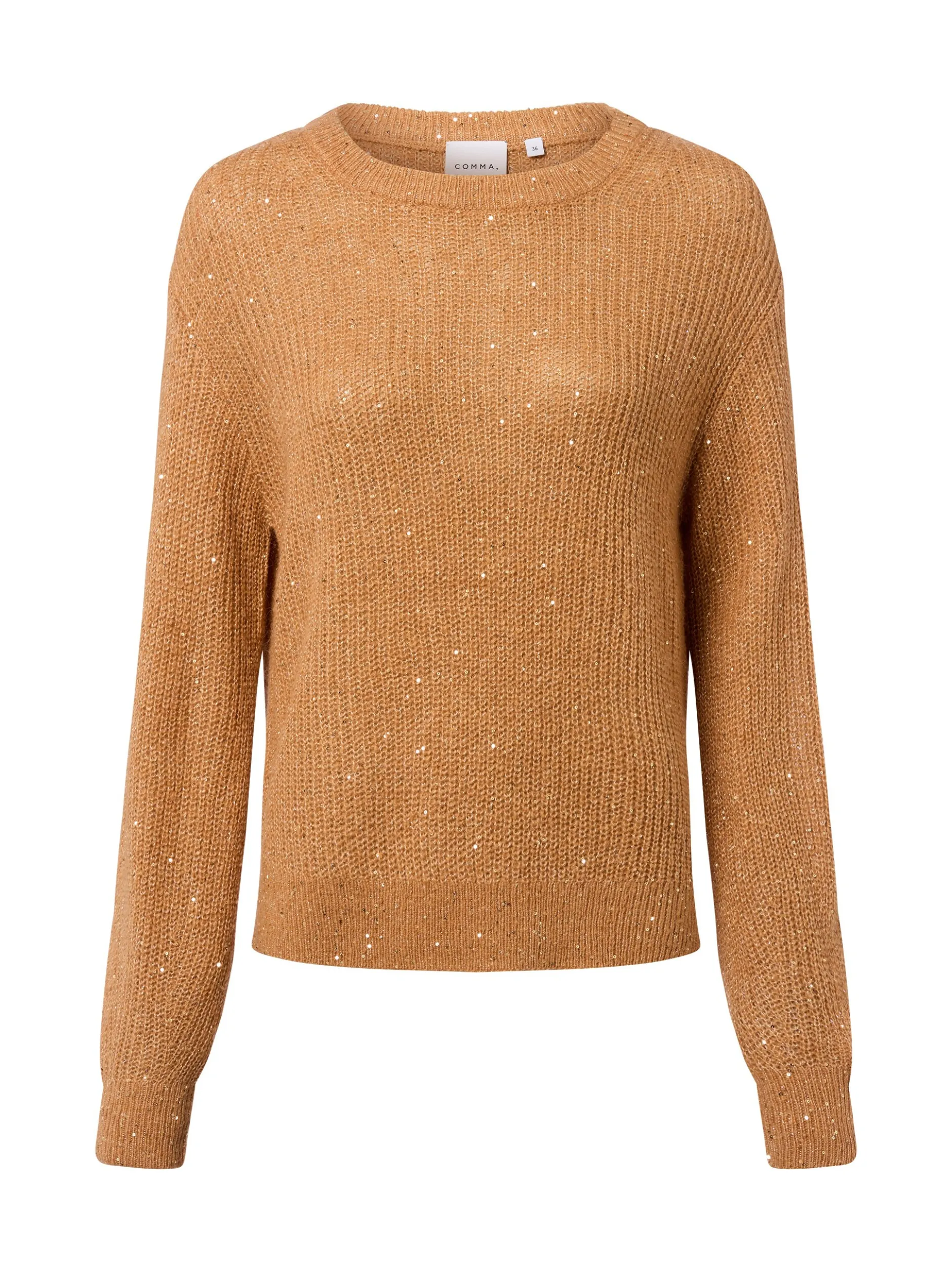 comma Damen Strickpullover mit Alpaka-Anteil in camel