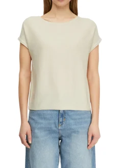 comma Damen Strickshirt in beige - Ausschnitt: Rundhals