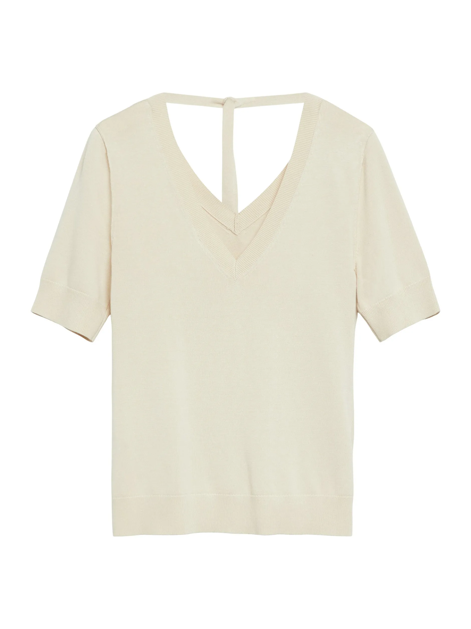 comma Damen Strickshirt in beige - Ärmel: kurzarm