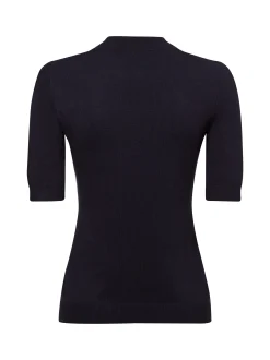 comma Damen Strickshirt in marine - Ärmel: Halbarm