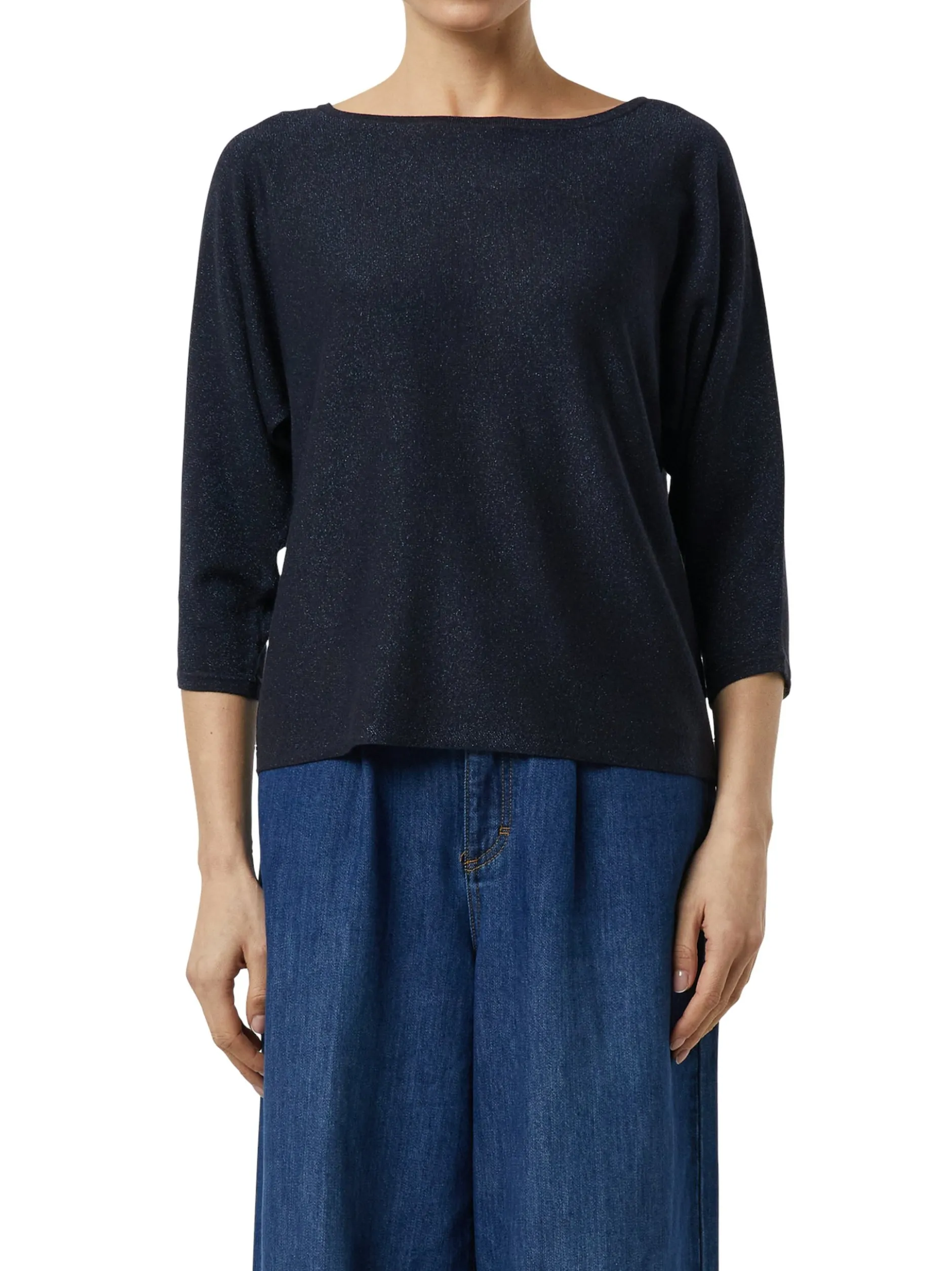comma Damen Strickshirt in marine - Ausschnitt: Rundhals