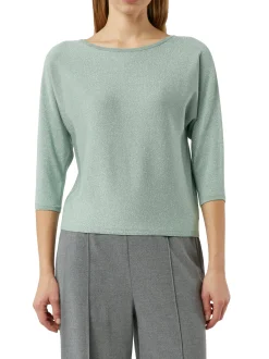 comma Damen Strickshirt in mint silber - Ärmel: Halbarm