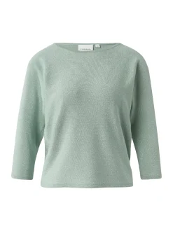 comma Damen Strickshirt in mint silber - Ärmel: Halbarm
