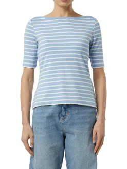 comma Damen T-Shirt in blau weiß - Ausschnitt: U-Boot
