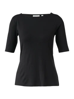 comma Damen T-Shirt in schwarz - Ausschnitt: U-Boot
