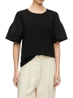 comma Damen T-Shirt in schwarz - Ausschnitt: Rundhals