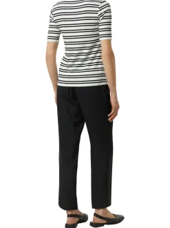 comma Damen T-Shirt in weiß schwarz - Ärmel: kurzarm