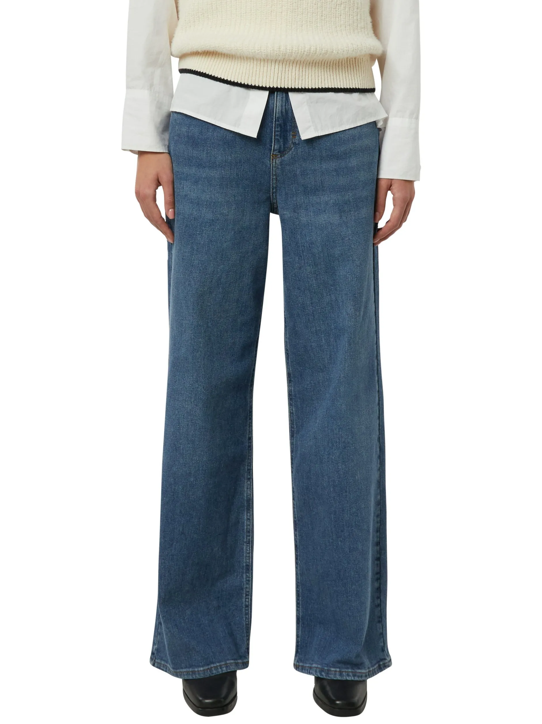 comma Damen Wide Leg Jeans - Anna in denim - Länge: lang