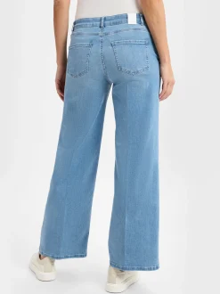 comma Damen Wid-leg-Jeans in light stone - Länge: lang