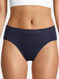 con-ta Damen Hüftslip - 3er Pack Feinripp in blau