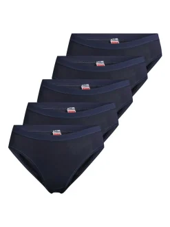 con-ta Damen Midi Slip - 5er Pack Feinripp in blau