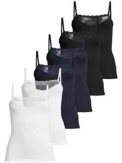 con-ta Damen Spaghetti Top - 6er Pack Modal in mehrfarbig