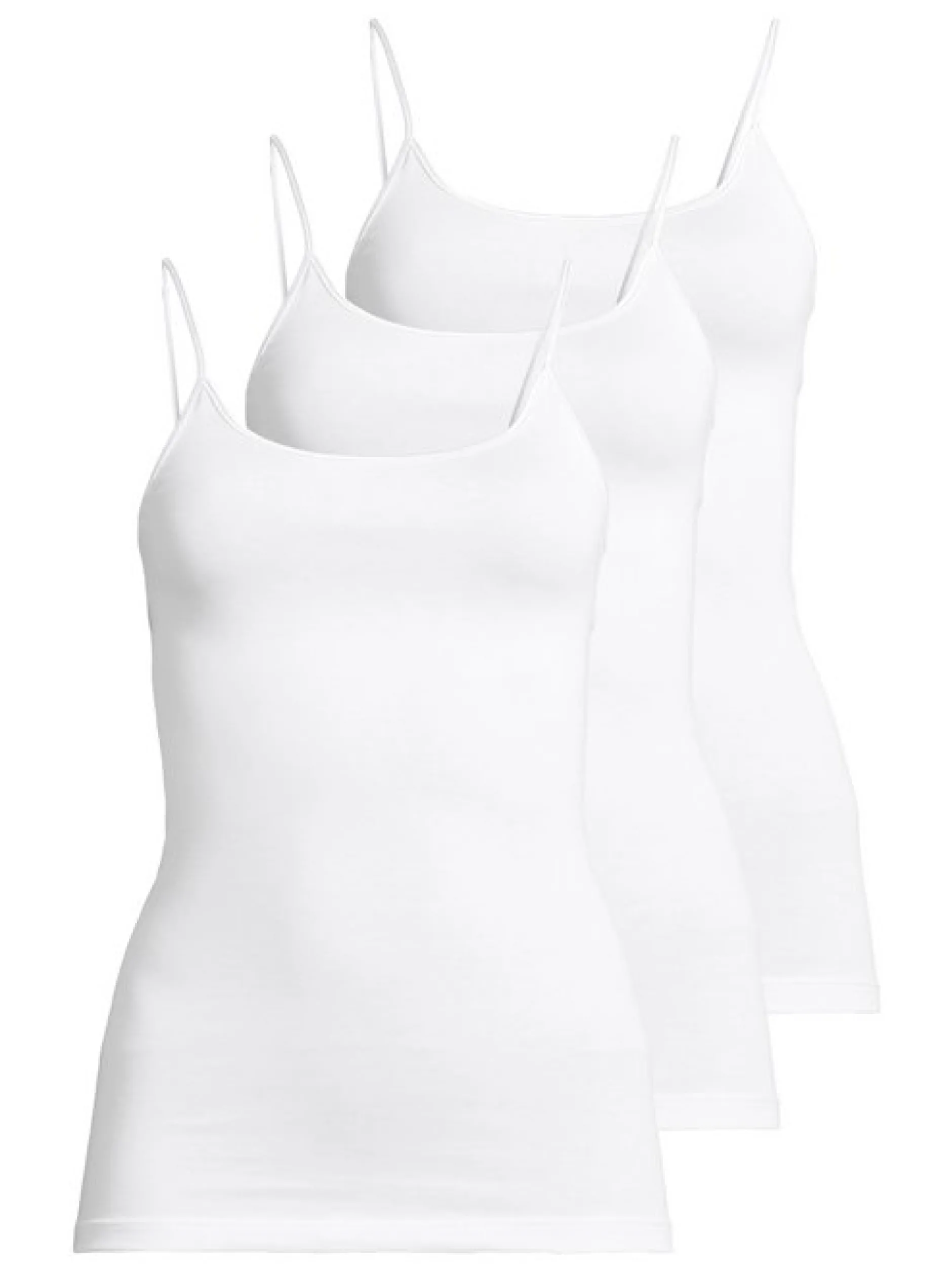 con-ta Damen Spaghetti Top - 3er Pack Modal in weiß
