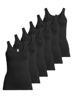 con-ta Damen Unterhemd - 6er Pack Feinripp in schwarz