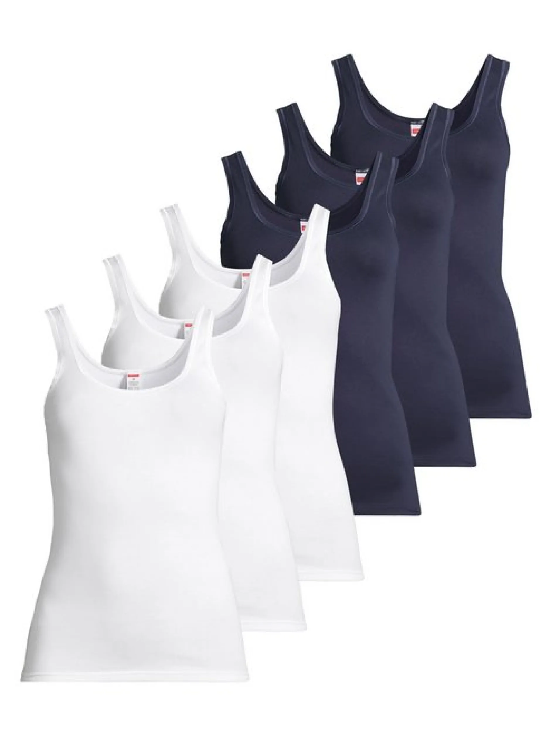 con-ta Damen Unterhemd - 6er Pack Feinripp in blau