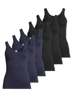 con-ta Damen Unterhemd - 6er Pack Feinripp in blau