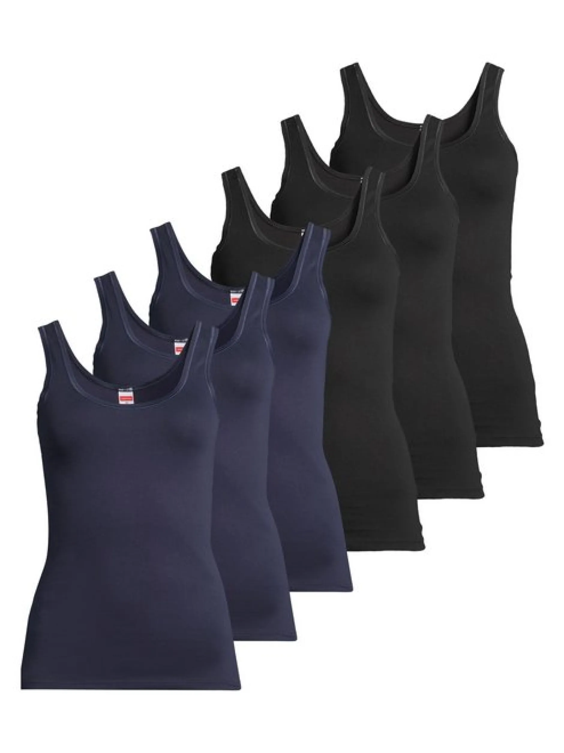 con-ta Damen Unterhemd - 6er Pack Feinripp in blau