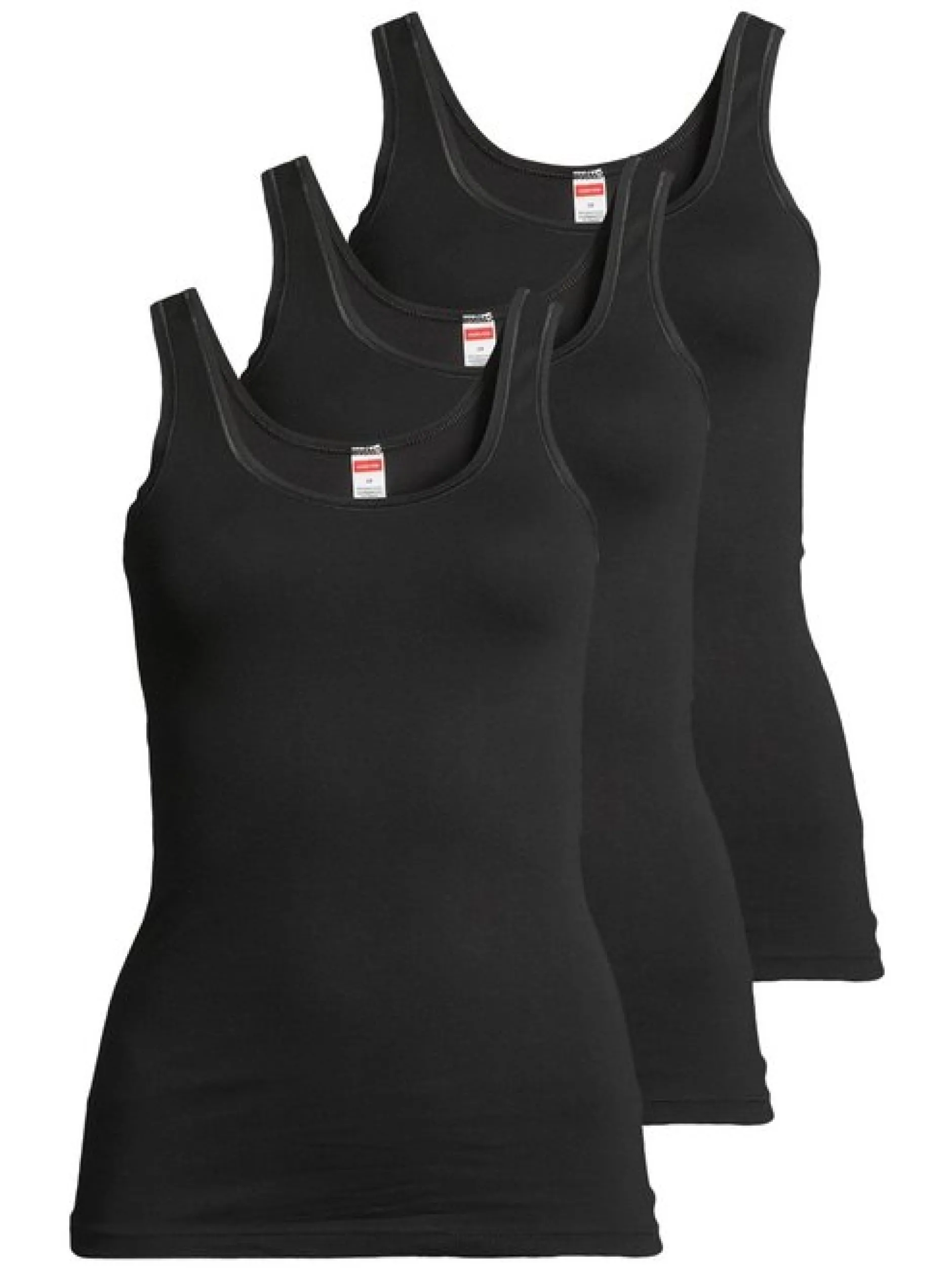 con-ta Damen Unterhemd - 3er Pack Feinripp in schwarz
