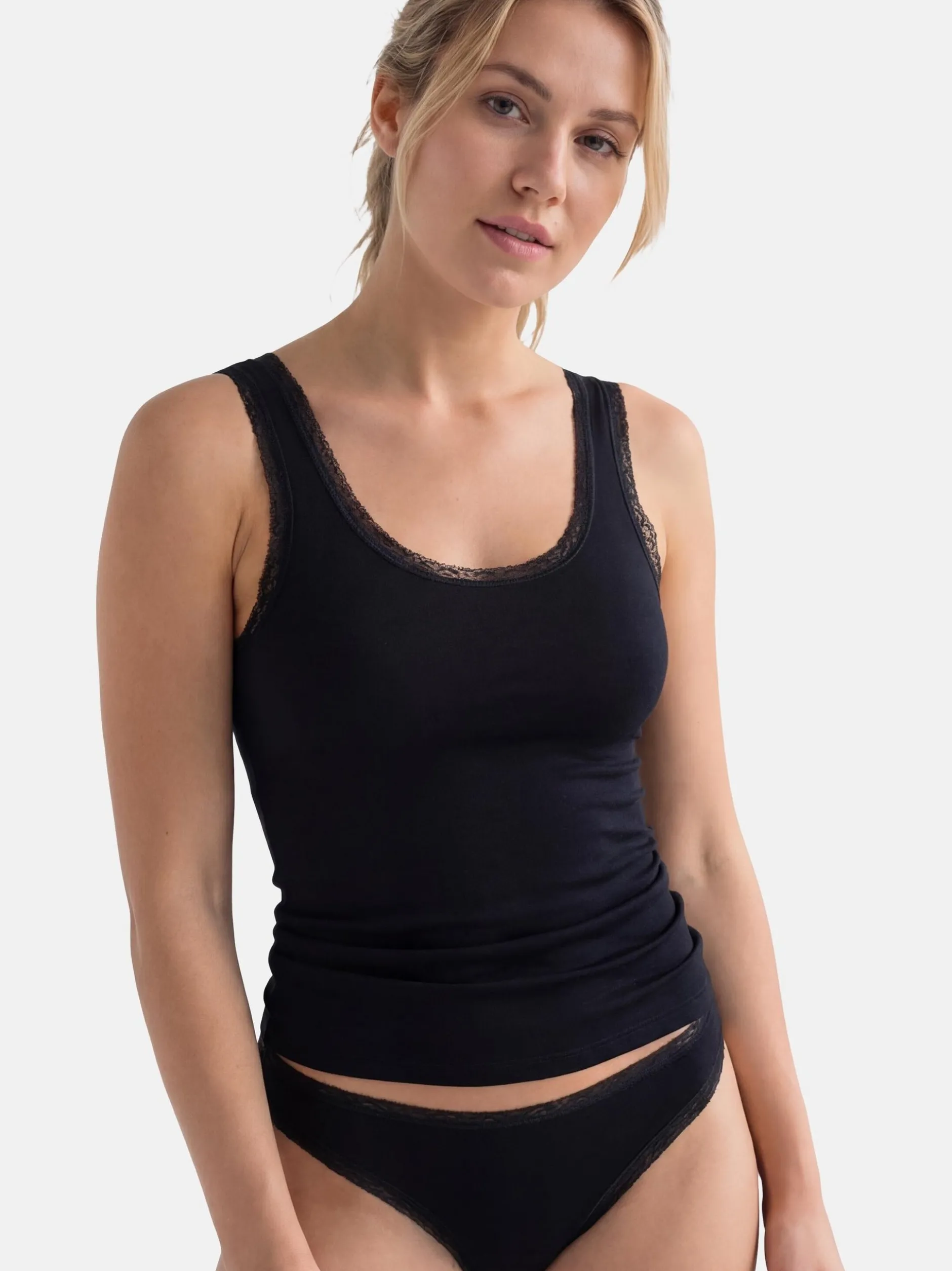 con-ta Damen Unterhemd - 6er Pack Modal in schwarz