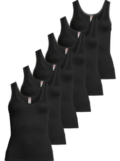 con-ta Damen Unterhemd - 6er Pack Modal in schwarz