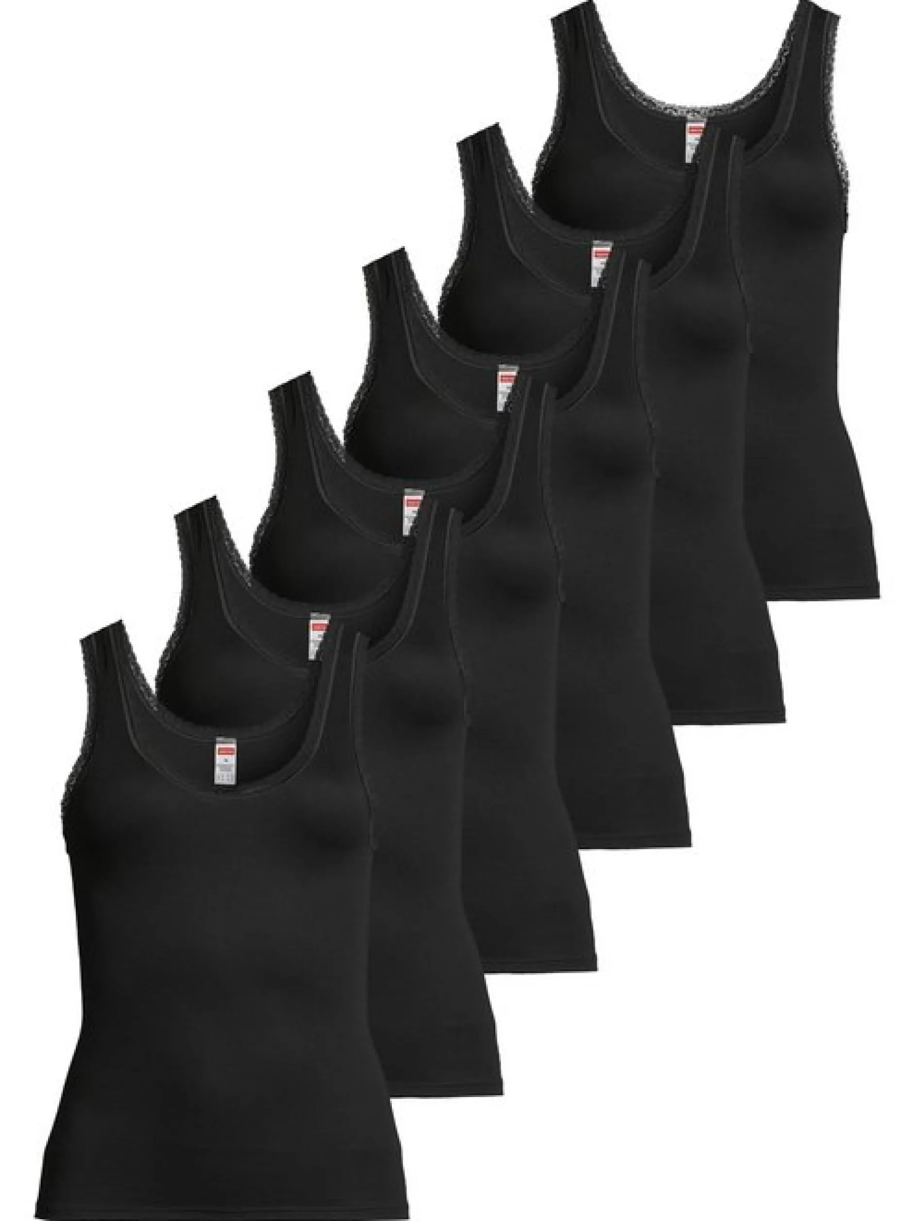 con-ta Damen Unterhemd - 6er Pack Modal in schwarz