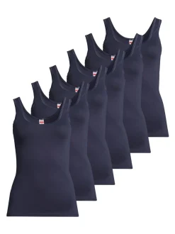 con-ta Damen Unterhemd - 6er Pack Feinripp in blau