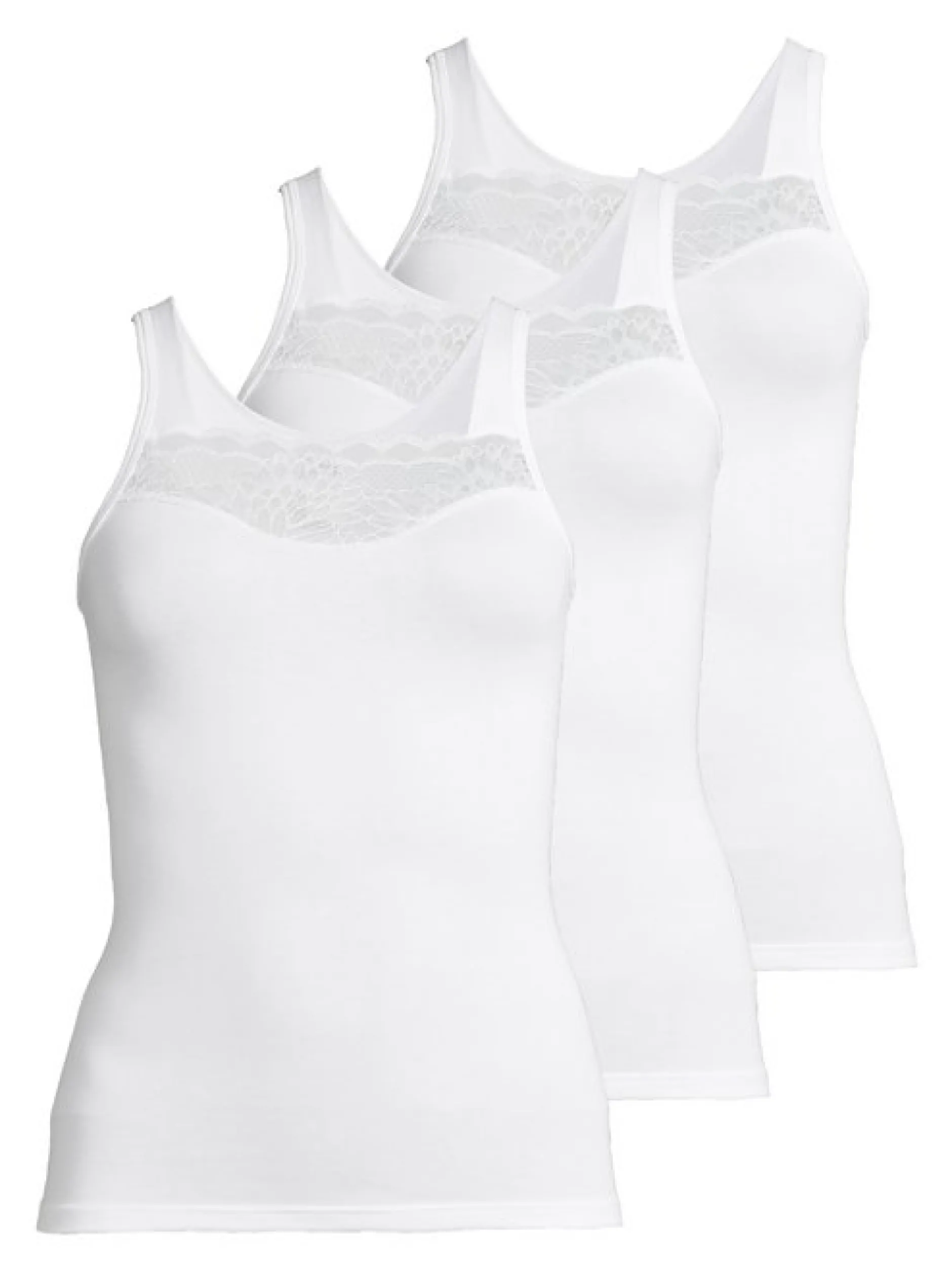 con-ta Damen Unterhemd - 3er Pack Modal in weiß