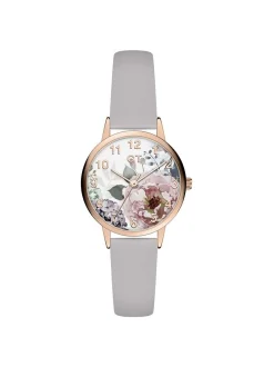 Cool Time Mädchen Armbanduhr - The Cool Rose Flower Power in grau