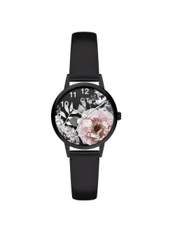 Cool Time Mädchen Armbanduhr - The Cool Rose Flower Power in schwarz