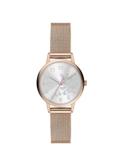 Cool Time Mädchen Armbanduhr - The Cool Mesh Silver Butterfly in roségold