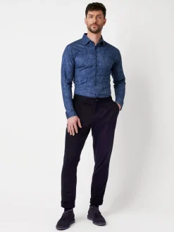 DESOTO Herren Hemd Casual Kent in blau - Ärmel: langarm