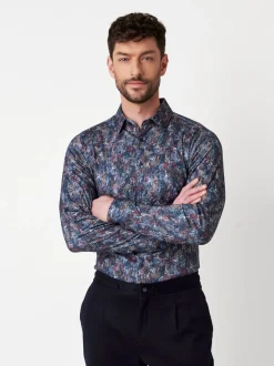 DESOTO Herren Hemd Casual Kent in blau - Ärmel: langarm