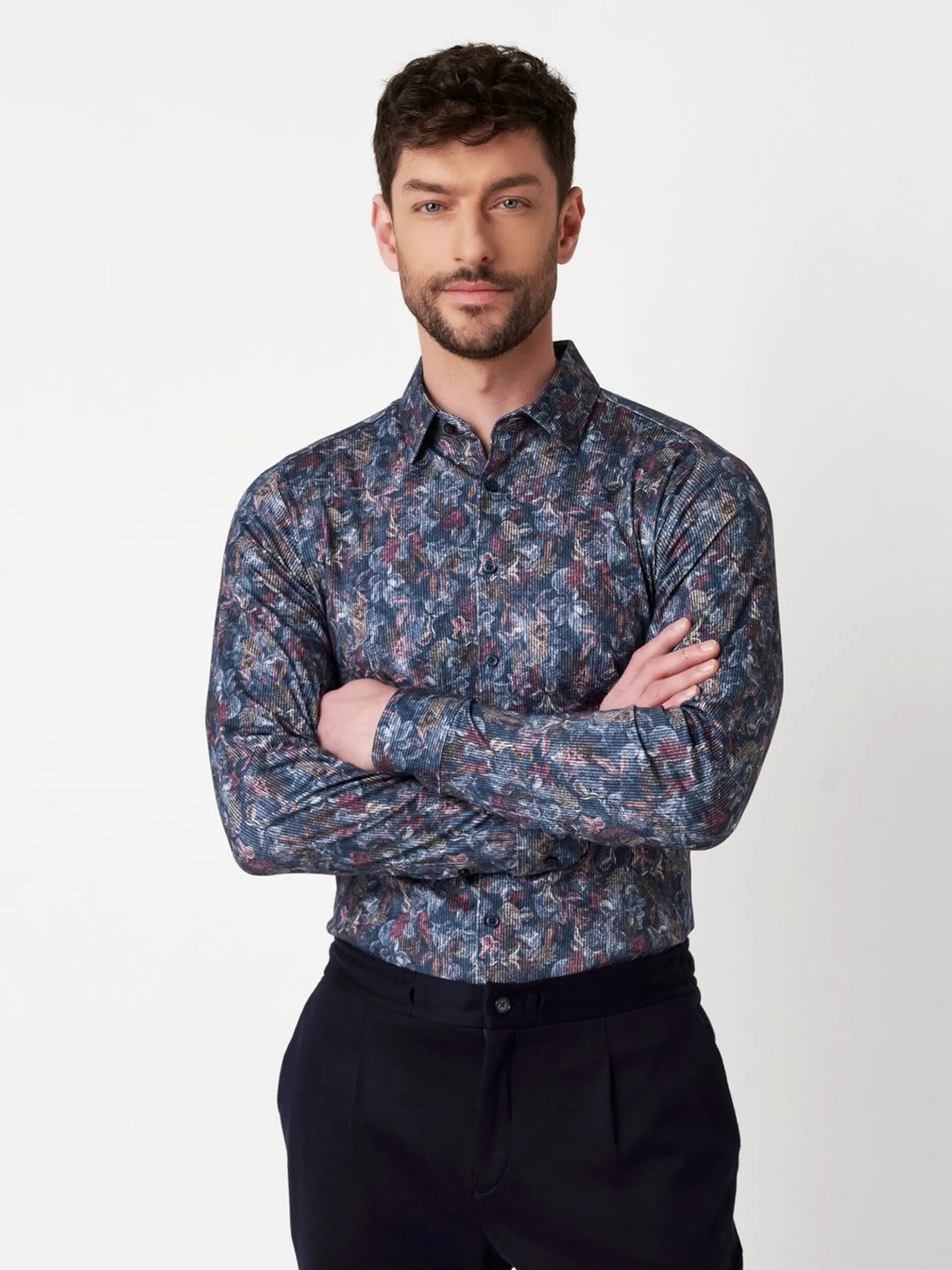 DESOTO Herren Hemd Casual Kent in blau - Ärmel: langarm
