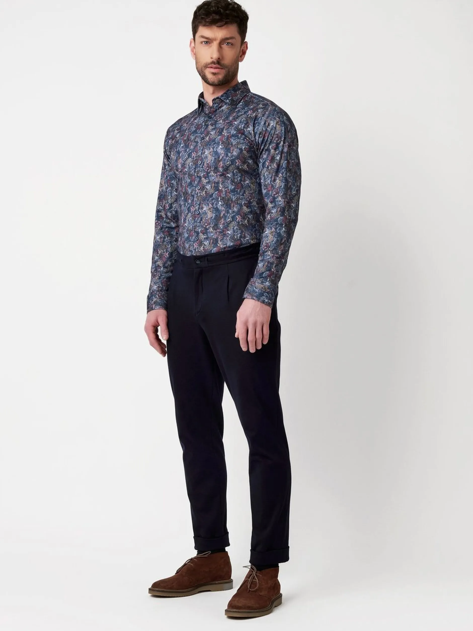 DESOTO Herren Hemd Casual Kent in blau - Ärmel: langarm