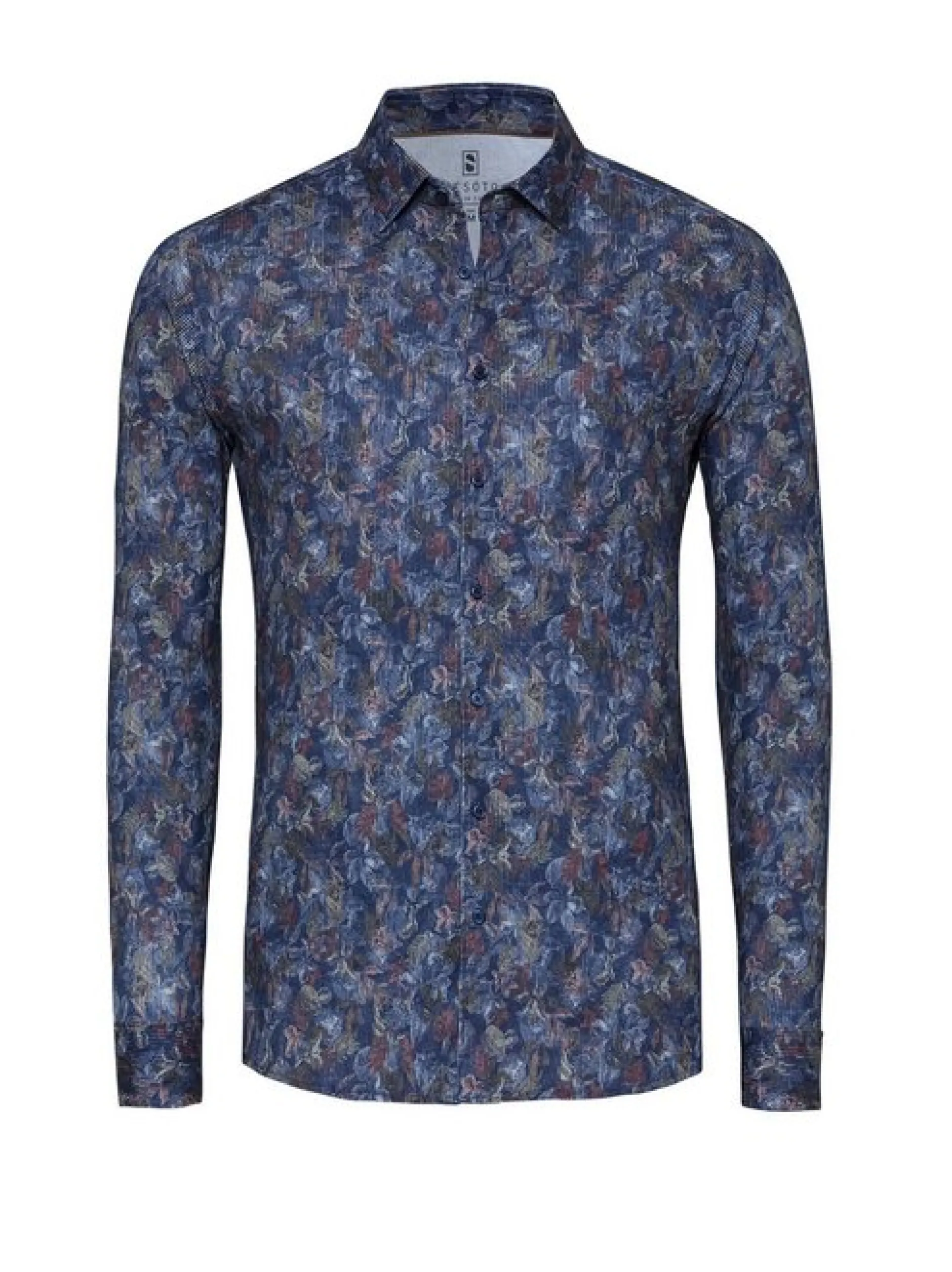 DESOTO Herren Hemd Casual Kent in blau - Ärmel: langarm