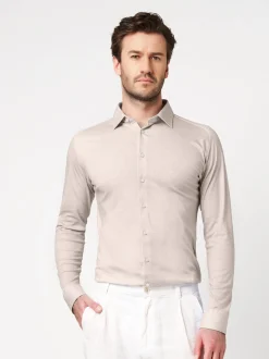 DESOTO Herren Jerseyhemd in beige - Ärmel: langarm