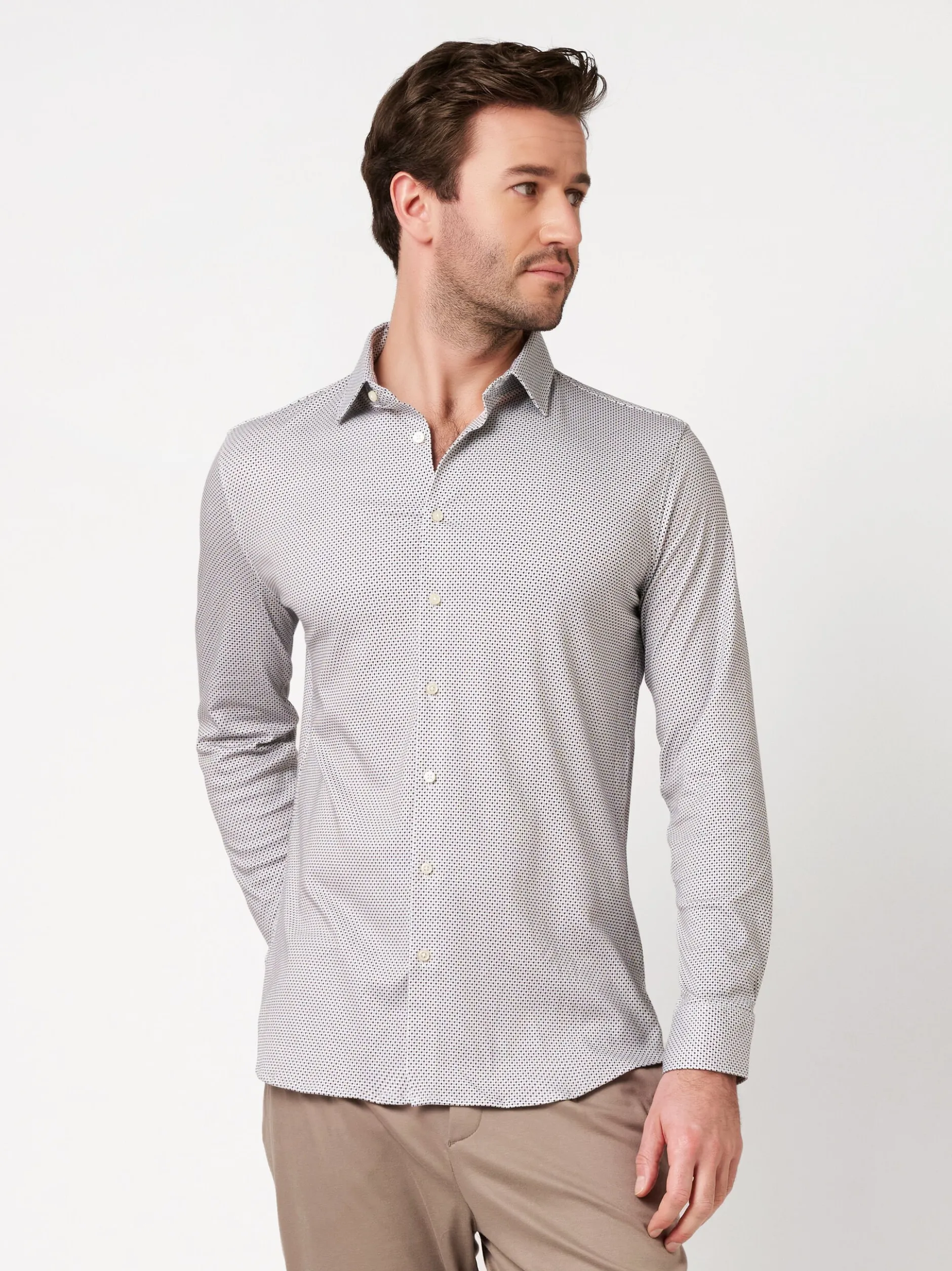 DESOTO Herren Jerseyhemd in weiß - Ärmel: langarm