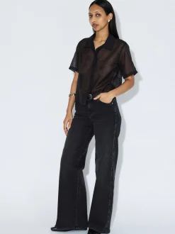 Dr. Denim Damen Hemdbluse – Hollow in schwarz