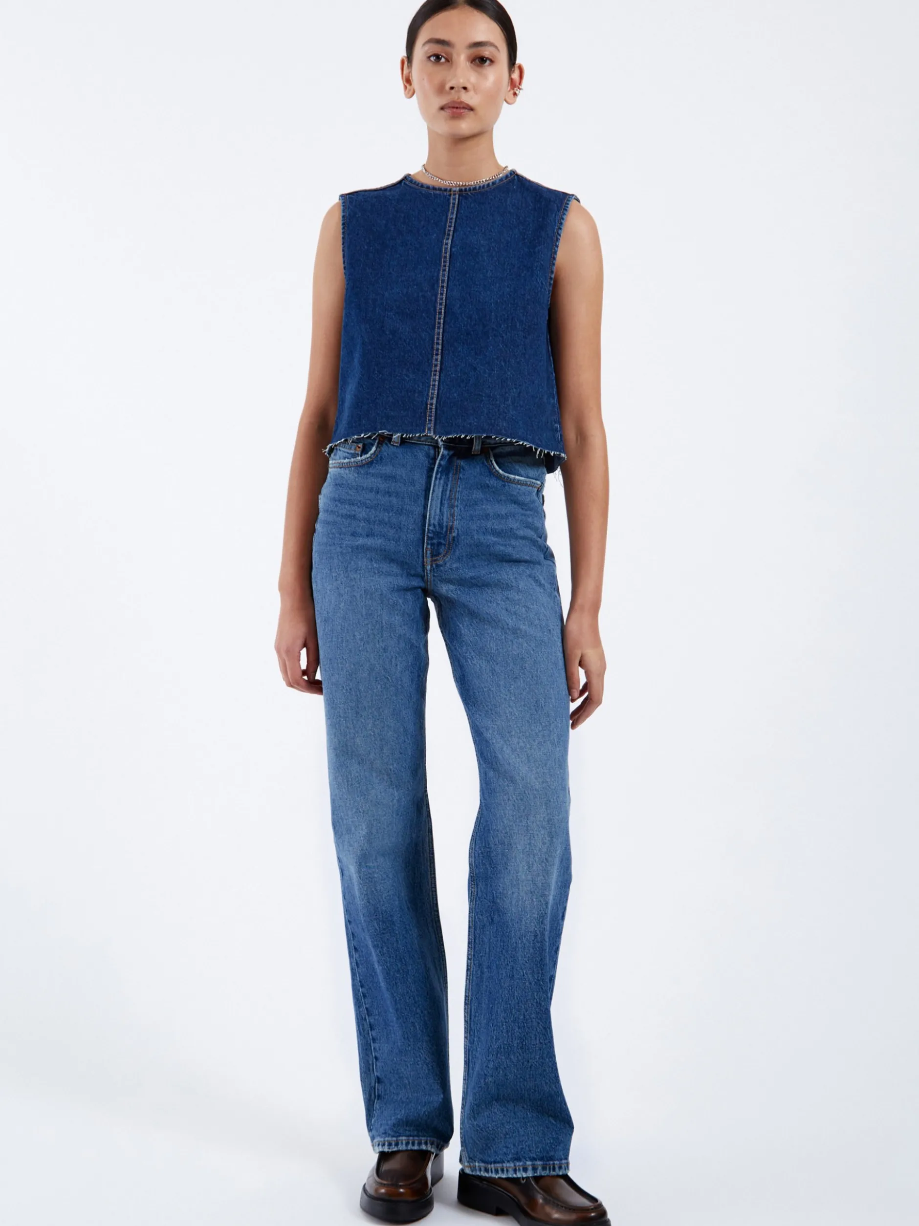 Dr. Denim Damen Jeans – Echo High Straight in medium stone