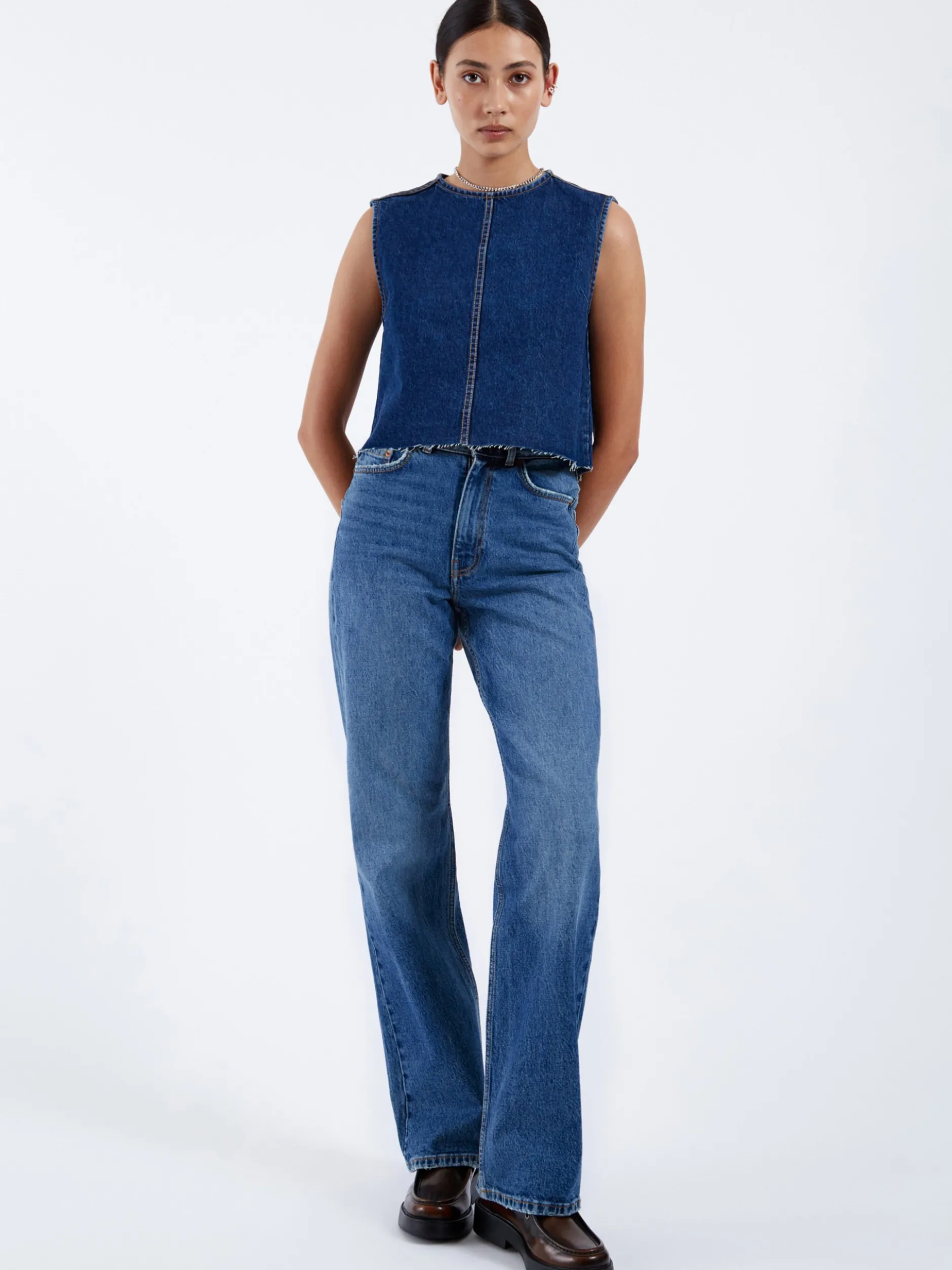 Dr. Denim Damen Jeans – Echo High Straight in medium stone