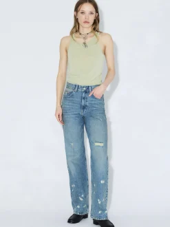 Dr. Denim Damen Jeans – Echo High Straight in light stone