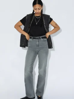 Dr. Denim Damen Jeans - Moxy High Straight in grau