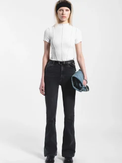 Dr. Denim Damen Jeans – Moxy High Flare in grau
